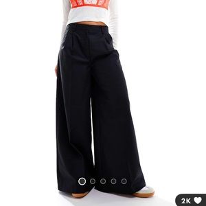 Collusion wide leg baggy tailored pants in black